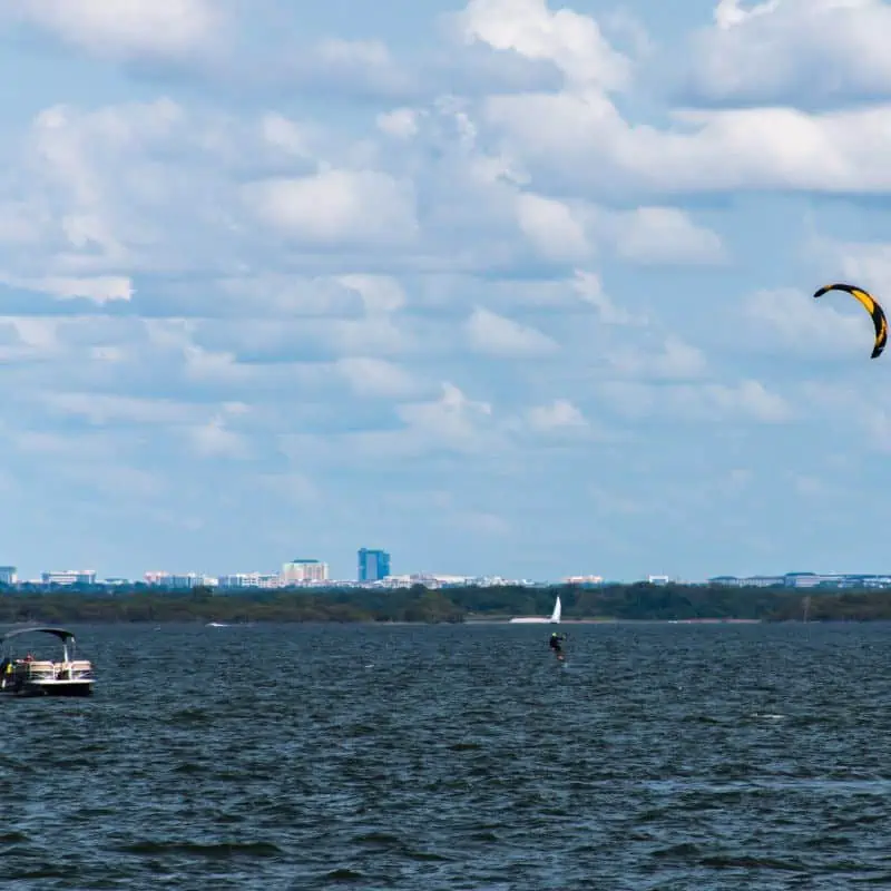 Windsurfer and boats on Lake Lewisville